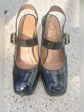 Sam Edelman Jildie black patent leather platform slingback pumps. Size US 9